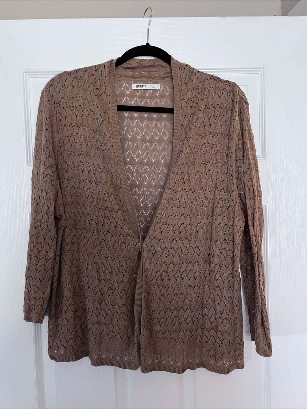 Old Navy Open-Front Crochet Cardigan - Taupe Brown